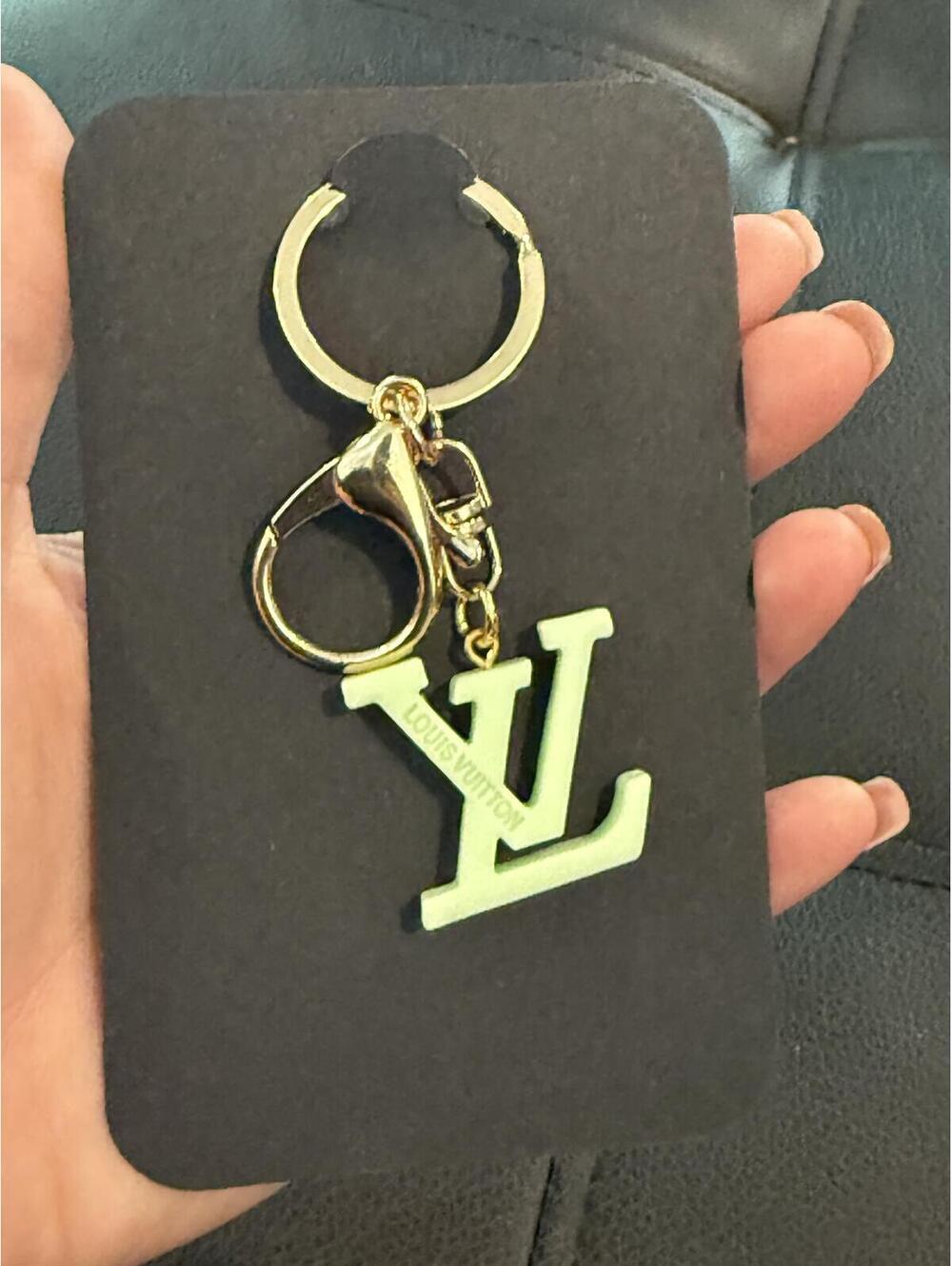 Upcycled Louis Vuitton Charm Mint Green & Gold - Keychain/Bag Charm - Repurpose